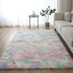Neue Regenbogen Teppiche Schöne Shaggy Teppiche，60x160cm，Kinder Zimmer Wohnzimmer Nacht Teppiche