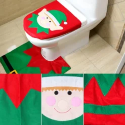 3er/set Bad WC Sitzbezug, Badematte Teppich, Wassertank Deckel Sitzbezug, Weihnachten Badezimmer Dekoration -Vidaxlko Verkaufe 2767b6940abd171356e720d311420887
