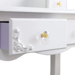 Meerveil Schminktisch Mit Spiegel Und Hocker, Frisierkommode, Aushöhlen Geschnitzter, Frisiertisch Mit 4 Schubladen, Rutschfeste Aufkleber, Weiß -Vidaxlko Verkaufe 27978e7fb2770ca54ffe79cec3cdf28a