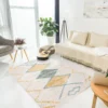 Teppich Wohnzimmer Shaggy – Geometrische Muster - Boho Style - Pastellfarben - Flauschig, Größen:140 X 200 Cm