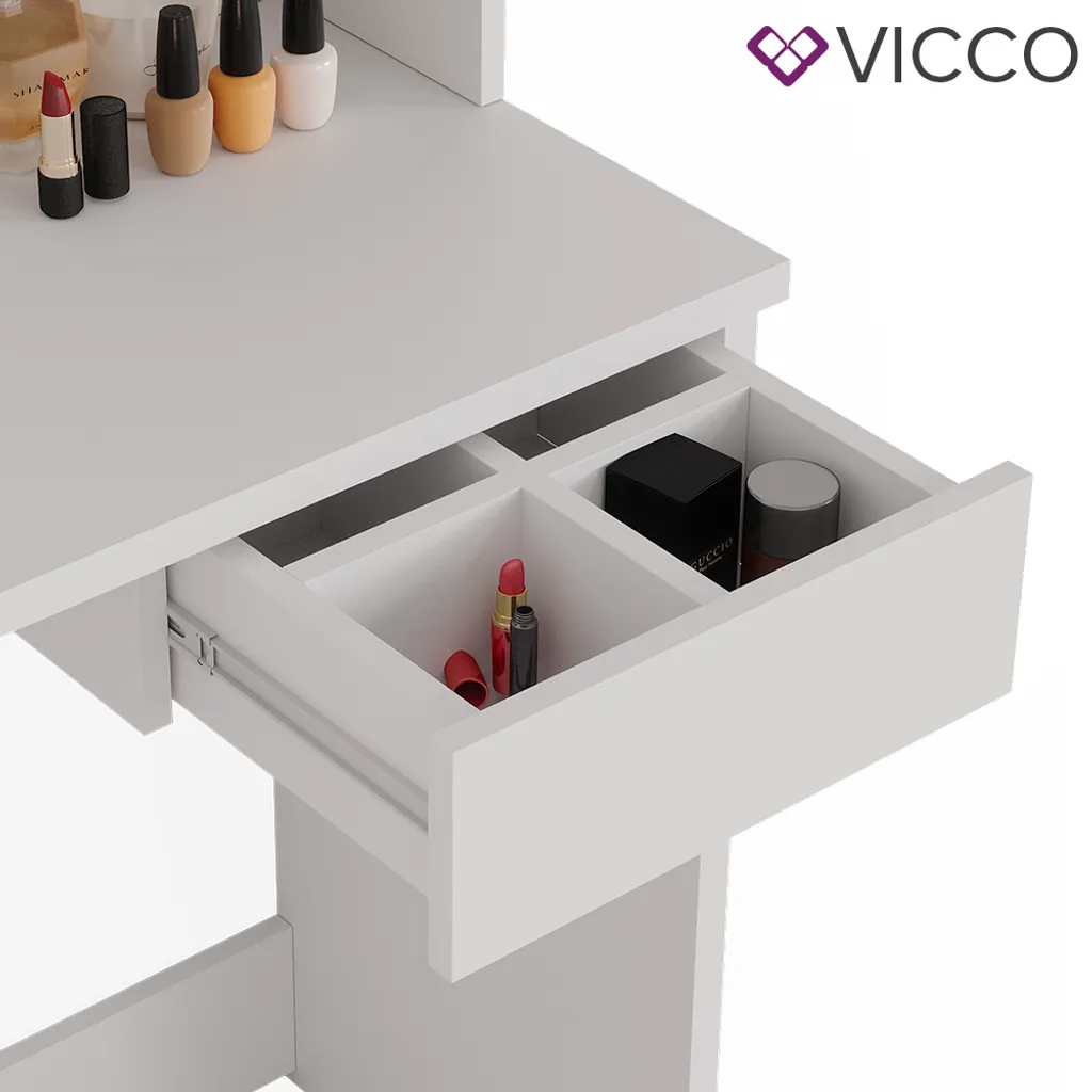 Vicco Schminktisch Dekos + LED Spiegel Weiß 75 X 141 X 40 Cm Holzwerkstoff 6 Vicco Schminktisch Dekos + LED Spiegel Weiß 75 X 141 X 40 Cm Holzwerkstoff – Bild 6