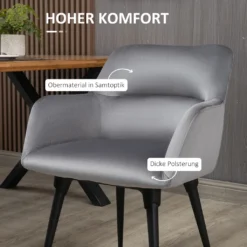 HOMCOM Esszimmerstuhl, Loungesessel Mit Armlehne, Akzentsessel Mit Samt-Optik, Max. 120 Kg Belastbar, Für Wohnzimmer, Schlafzimmer, Dunkelgrau 12 HOMCOM Esszimmerstuhl, Loungesessel Mit Armlehne, Akzentsessel Mit Samt-Optik, Max. 120 Kg Belastbar, Für Wohnzimmer, Schlafzimmer, Dunkelgrau -Vidaxlko Verkaufe 29752700d3d229470cec93a308564502