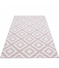 Kurzflor Wohnzimmerteppich Teppich Antikes Karo Muster Rosa Weiss Meliert, Grösse:160x230 Cm -Vidaxlko Verkaufe 298cbd82e34f8c4e6f8451254e56a526
