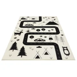 Kinderteppich Kurzflor Avenue Straße Creme Schwarz, Größe:160x220 Cm -Vidaxlko Verkaufe 2a1d5f09e607fc84303c65b0e7335e20