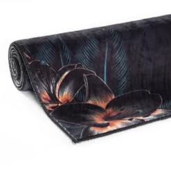 Mynes Home Küchenteppich Waschbar Küchenläufer Rutschfest Teppich Läufer Blau Schwarze Blume-50x180 Cm -Vidaxlko Verkaufe 2a3b39c69836e73e6d37b6f3097b6162