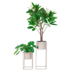 House Nordic 2-tlg. Blumentopf-Set Lena Grau-Beige -Vidaxlko Verkaufe 2ac61931c37ff0639e0c779d499de2aa