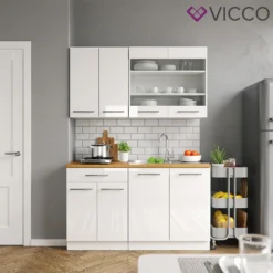 Vicco Küchenzeile Fame-Line Weiß Hochglanz 140 Cm Holzwerkstoff 12 Vicco Küchenzeile Fame-Line Weiß Hochglanz 140 Cm Holzwerkstoff -Vidaxlko Verkaufe 2cb8aacc2b5a32b1a5f0541b97417325