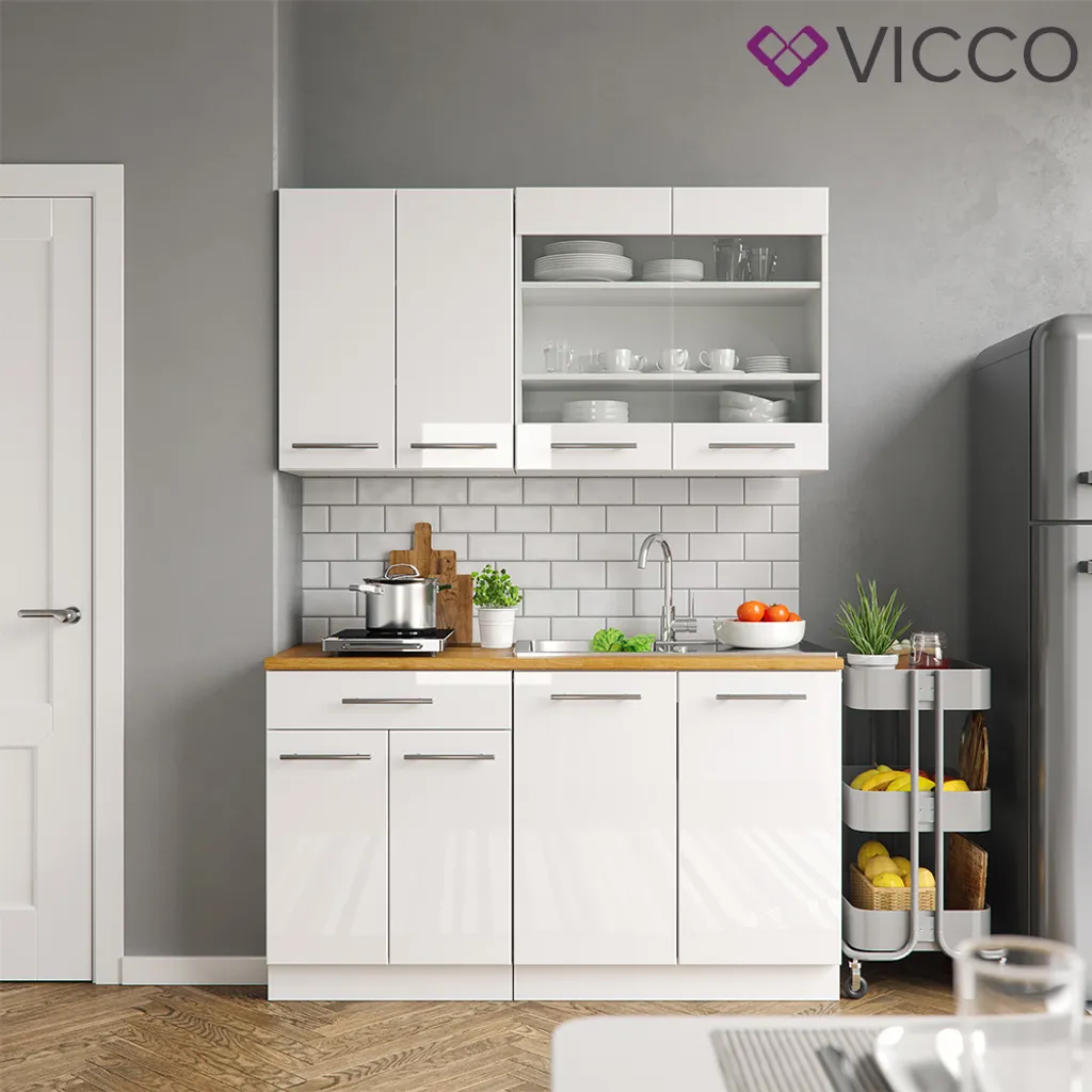 Vicco Küchenzeile Fame-Line Weiß Hochglanz 140 Cm Holzwerkstoff 5 Vicco Küchenzeile Fame-Line Weiß Hochglanz 140 Cm Holzwerkstoff – Bild 5