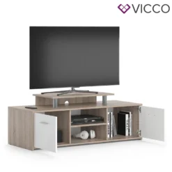 Vicco TV-Regal Lux Sonoma Weiß 136 X 51 X 53 Cm Holzwerkstoff -Vidaxlko Verkaufe 2de4b7686bc24f391325456a943bc87a