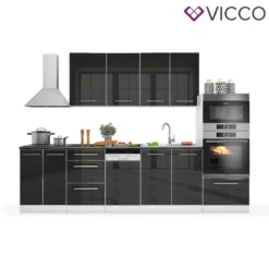 Vicco Küchenzeile Fame-Line Weiß Anthrazit Hochglanz 295 Cm Holzwerkstoff -Vidaxlko Verkaufe 303e158ab3094a8d9be0d29235e6fee7