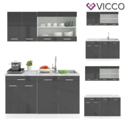 Vicco Küchenzeile + Arbeitsplatten R-Line Weiß Anthrazit Hochglanz 140 Cm Holzwerkstoff 13 Vicco Küchenzeile + Arbeitsplatten R-Line Weiß Anthrazit Hochglanz 140 Cm Holzwerkstoff -Vidaxlko Verkaufe 3121454b0362ac13234fd16d10818a34