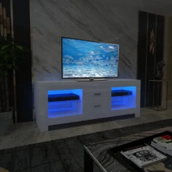 Iropro TV Schrank Board Lowboard Fernsehtisch Mit LED Beleuchtung Weiß Hochglanz Mit Schubladen, 130x50x35 Cm -Vidaxlko Verkaufe 31a36d96d3d9f8a8ed8296094fbe2fc2