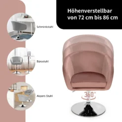 COSTWAY Akzentstuhl Höhenverstellbarer, Polsterstuhl 360°drehbar, Esszimmerstuhl Bis 120kg Belastbar, Samt Drehsessel (Rosa) -Vidaxlko Verkaufe 326e618bc4f7ca8db199db8a2e877def