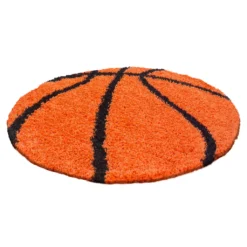 Wunderschöne Kinderteppich Rund , Höhe 30 Mm, Basketball Motiv, Größe:Ø 100 Cm Rund, Farbe:Orange -Vidaxlko Verkaufe 32d68bdc83a6883e736c0a534d9fcc2c