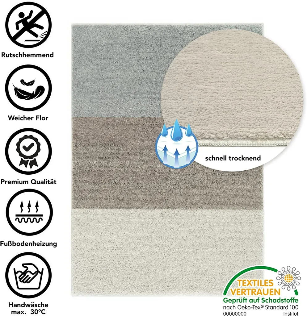 Badematte Horizont Silbergrau/Taupe/Grau 60 X 90 Cm 5 Badematte Horizont Silbergrau/Taupe/Grau 60 X 90 Cm – Bild 5