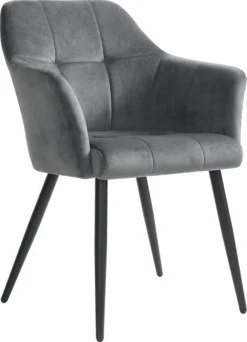 SONGMICS Esszimmerstuhl, Esszimmerstühle Samt , Hohe Rückenlehne Mit 46,5 Cm, Sitzpolster Mit 8 Cm Stärke, Bezug Aus Metallbeine, Küchenstuhl, Polsterstuhl, Grau LDC071G01 -Vidaxlko Verkaufe 336f8ec5917bf0c87dba22a2df294d05