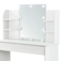 Juskys Schminktisch Bella Mit LED Beleuchtung, Spiegel, Schublade & 4 Ablagefächern - 108 X 40 X 140 Cm - Holz - Weiß - Kosmetiktisch Frisiertisch -Vidaxlko Verkaufe 34be2f100f7c22b5eaef731f4a1732b0