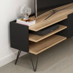 TV Schrank Dronninglund Lowboard Wohnzimmer TV Board Schwarz Holz-Optik Fernsehtisch Mit Tür -Vidaxlko Verkaufe 36c44283bdd424fac204f86ac0c03763