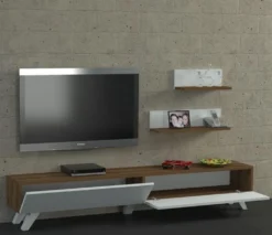 Tv Lowboard Weiß - Walnuss Amerika "" -Vidaxlko Verkaufe 3742bf126f92045309425452954d4c94