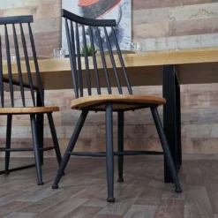 2er-Set Esszimmerstuhl HWC-G69, Küchen/Bistrostuhl, Massivholz Retro Design Metall Gastronomie Naturfarben -Vidaxlko Verkaufe 37ae04ac151a3ec15faa6f6bdff00bbf