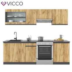 Vicco Küchenzeile J-Shape Raul Anthrazit Goldkraft 240 Cm Holzwerkstoff -Vidaxlko Verkaufe 37ea2e03bf0075d2b420ad6418bf7179