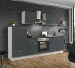 Küchenblock Mit Glaskeramikkochfeld White Classic 270 Cm In Graphit Grau Nachbildung