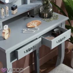 Vicco Schminktisch + Hocker Grau 75 X 146,5 X 40 Cm Holzwerkstoff -Vidaxlko Verkaufe 380f162f5d9fadbe12ff4c5f110ea440