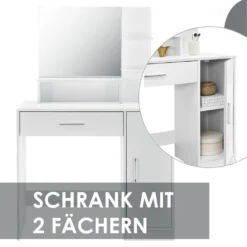 Juskys Schminktisch Zoey Weiß - Frisiertisch Mit Spiegel, Schublade, Fächer & Schrank - Kosmetiktisch Für Damen Und Mädchen -Vidaxlko Verkaufe 394aafbcce469cd22e75abf695e200e2