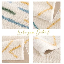 Teppich Wohnzimmer Shaggy – Geometrische Muster - Boho Style - Pastellfarben - Flauschig, Größen:140 X 200 Cm -Vidaxlko Verkaufe 398c29652497c0e695dbf01e0421c9e1