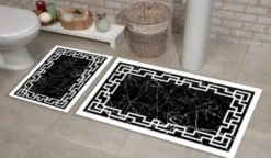 2 Teilig Badematte, Badvorleger Rutschhemmend, Marmor , 3214