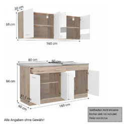 Homestyle4u 2354, Küche Modern Weiß Küchenzeile Ohne Geräte Einbauküche Singleküche 160 Cm Eiche Grau -Vidaxlko Verkaufe 3a89e74dbbd4202f94189e7f74ccb970
