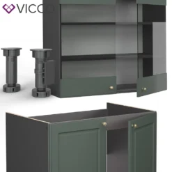 Vicco Küchenzeile Fame-Line Anthrazit Grün-Gold Landhaus 200 Cm Holzwerkstoff -Vidaxlko Verkaufe 3adeb6ddde38a13602df8551eb03ad67