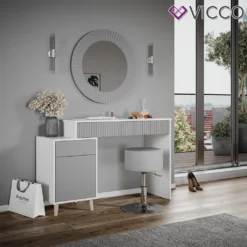 Vicco Schminktisch Arles Weiß Hellgrau 120 X 77,2 X 40 Cm Holzwerkstoff -Vidaxlko Verkaufe 3c8595ac32be4dd08e432312d897d143