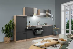 Respekta Küchenzeile Küche Einbauküche Leerblock 270cm Eiche Grau Ohne Geräte