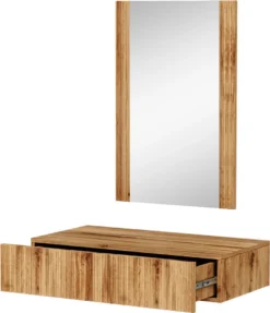 Mirjan24 Schminktisch Vamos Mit Schublade, Hängeschrank Und Spiegel, Loft Schlafzimmer (Farbe: Wotan) -Vidaxlko Verkaufe 3ced52d96793f4aed3562dda78bccfce