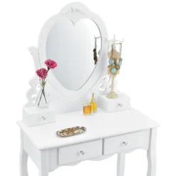 Juskys Schminktisch Julia Mit Spiegel, Hocker & 4 Schubladen, 74 X 40 X 138 Cm, Weiß, Landhausstil, MDF Holz, Kosmetiktisch Frisiertisch Kommode -Vidaxlko Verkaufe 3d93beb077c6f36e92d8f519591b1148