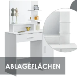 Juskys Schminktisch Zoey Weiß - Frisiertisch Mit Spiegel, Schublade, Fächer & Schrank - Kosmetiktisch Für Damen Und Mädchen -Vidaxlko Verkaufe 3e0bb46ce100dff6074a313e37c4f9b8