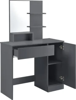 Frisierkommode Mit Spiegel Schrank Und Schublade Frisiertisch 138 X 90 X 38 Cm Schminktisch Mit Ablageflächen Spanplatte Dunkelgrau [en.casa] -Vidaxlko Verkaufe 3ef042930c7063e09bef18dd6363e17f