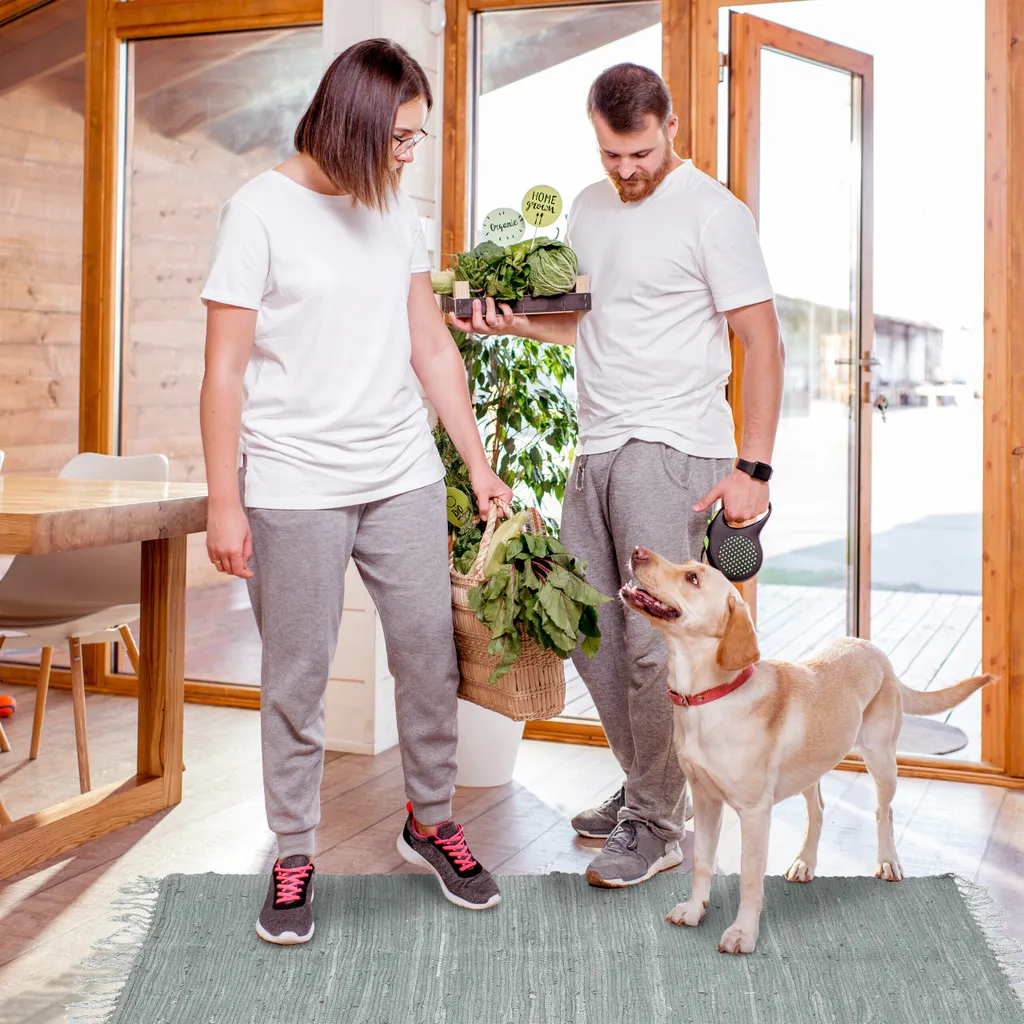 Relaxdays Grauer Flickenteppich Aus Baumwolle 3 Relaxdays Grauer Flickenteppich Aus Baumwolle – Bild 3