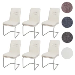 6er-Set Esszimmerstuhl MCW-H70, Küchenstuhl Freischwinger Stuhl, Stoff/Textil Edelstahl Gebürstet Creme-beige -Vidaxlko Verkaufe 418300b830cc1ac3c76ef602e57cc4c8