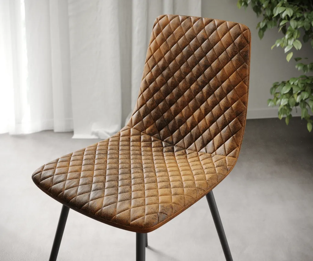 DELIFE 4-er-Set-Esszimmerstuhl Novi-Adesso Braun Vintage 4-Fuß Konisch 4 DELIFE 4-er-Set-Esszimmerstuhl Novi-Adesso Braun Vintage 4-Fuß Konisch – Bild 4