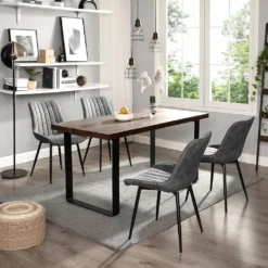 SONGMICS 2er Set Esszimmerstühle Küchenstuhl Polsterstuhl Mit Metallbeinen Esszimmerstuhl Küche Esszimmer Kunstlederbezug Bis 110 Kg Belastbar Grau LDC090G01 -Vidaxlko Verkaufe 44cd0e630668183d27190dad50354b63