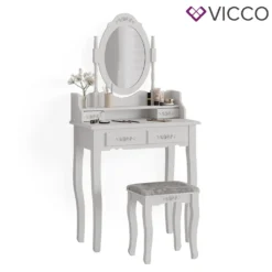Vicco Schminktisch + Hocker Meghan Weiß 75 X 146,5 X 40 Cm Holzwerkstoff -Vidaxlko Verkaufe 4688d420a139567171b33eba3ee0f292