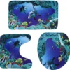 3 Teile/Satz Ozean Stil Unterwasserwelt Dolphin Carpe Wc Matte 3D Dolphin Print Badteppich Set