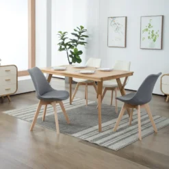 Deuline® Esszimmerstühle Grau-Stoffbezug Esszimmerstuhl Küchenstuhl SGS Massivholz Beine Polsterstuhl Retro Design Stühle Lehnstuhl Oslo 521205 4er-Set -Vidaxlko Verkaufe 47ae70ce544267290899f85de954b982