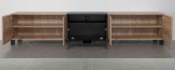 TV-Lowboard "Kendo" In Eiche Tabak Und Schwarz Matt Flat-TV Unterschrank Groß, 227 X 47 Cm -Vidaxlko Verkaufe 4829da6491e803ec1b8d5fa7b29c8dfd