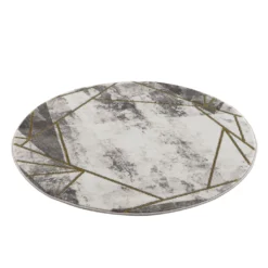 Teppich Wohnzimmer – Gold Grau - Kurzflor- Marmor Optik - Geometrisch, Größe:160 Cm Rund -Vidaxlko Verkaufe 483cd246f931789552c7caa303977b9a