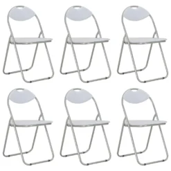 HOMMIE Stühle Esszimmer Klappbare Esszimmerstühle 6-er Set Weiß Kunstleder
