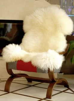 XXL Schaffell Lammfell Teppich Naturprodukt Pflanzlich Gegerbt Naturweiß 120-130 Cm Echtfell Fellteppich