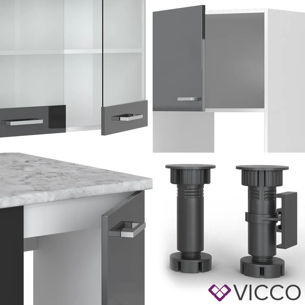 Vicco Eckküchenzeile R-Line Ecke Weiß Anthrazit Hochglanz 247 X 237 Cm Holzwerkstoff 5 Vicco Eckküchenzeile R-Line Ecke Weiß Anthrazit Hochglanz 247 X 237 Cm Holzwerkstoff – Bild 5